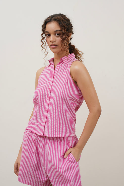 Striped Collar Top
